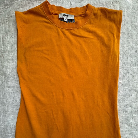 Apparis Sleeveless Tee Shirt Dress Slit Gold Yellow SZ XS - Picture 4 of 15